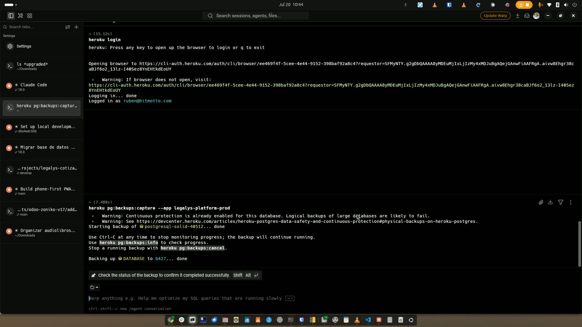 Listado de backups
